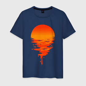 Мужская футболка хлопок с принтом Sunset в Ухте, 100% хлопок | прямой крой, круглый вырез горловины, длина до линии бедер, слегка спущенное плечо. | Тематика изображения на принте: sun | закат | краски | солнце