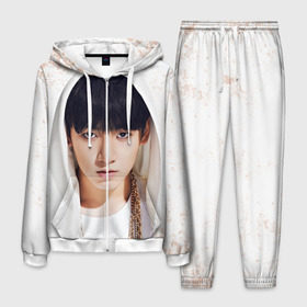 Мужской костюм 3D с принтом Jeon Jung Kook в Ухте, 100% полиэстер | Манжеты и пояс оформлены тканевой резинкой, двухслойный капюшон со шнурком для регулировки, карманы спереди | Тематика изображения на принте: bangtan | bangtan boys | bts | bulletproof boy scouts | jeon jung kook | jungkook | k pop | korea | kpop | бантаны | гук | гукки | к поп | корея | кпоп | чон гук | чон чон гук | чонгук