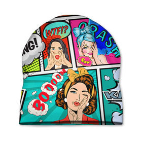 Шапка 3D с принтом POP ART в Ухте, 100% полиэстер | универсальный размер, печать по всей поверхности изделия | bang | omg | pop art | wtf | арт | поп | ретро | уорхол | энди