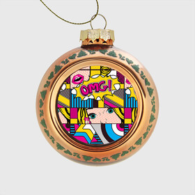 Стеклянный ёлочный шар с принтом POP ART в Ухте, Стекло | Диаметр: 80 мм | Тематика изображения на принте: omg | pop art | арт | поп | ретро | уорхол | энди