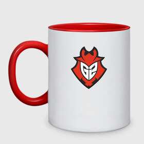 Кружка двухцветная с принтом G2 eSports в Ухте, керамика | объем — 330 мл, диаметр — 80 мм. Цветная ручка и кайма сверху, в некоторых цветах — вся внутренняя часть | csgo | cyber | esports | g2 | team | г2 | ксго