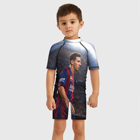 Детский купальный костюм 3D с принтом Messi в Ухте, Полиэстер 85%, Спандекс 15% | застежка на молнии на спине | месси
