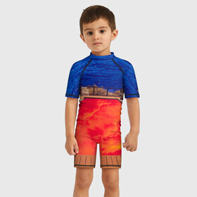 Детский купальный костюм 3D с принтом Red Hot Chili Peppers в Ухте, Полиэстер 85%, Спандекс 15% | застежка на молнии на спине | chili | heavy | hot | metal | peppers | red | rhcp | rock | trash | кидис | метал | рок | хеви | энтони