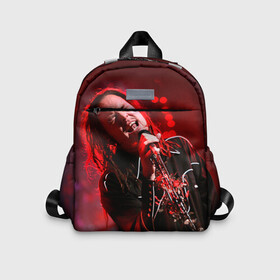 Детский рюкзак 3D с принтом KoЯn в Ухте, 100% полиэстер | лямки с регулируемой длиной, сверху петелька, чтобы рюкзак можно было повесить на вешалку. Основное отделение закрывается на молнию, как и внешний карман. Внутри дополнительный карман. По бокам два дополнительных кармашка | Тематика изображения на принте: korn | metal | rock | группы | корн | метал | рок