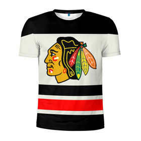 Мужская футболка 3D спортивная с принтом Chicago Blackhawks в Ухте, 100% полиэстер с улучшенными характеристиками | приталенный силуэт, круглая горловина, широкие плечи, сужается к линии бедра | chicago blackhawks | hockey | nhl | нхл | хоккей