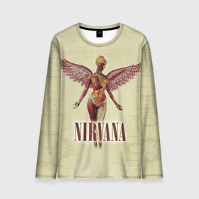 Мужской лонгслив 3D с принтом Nirvana в Ухте, 100% полиэстер | длинные рукава, круглый вырез горловины, полуприлегающий силуэт | Тематика изображения на принте: cobain | curt | nirvana | rock | группа | кобейн | курт | нирвана | рок