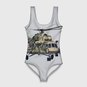 Купальник-боди 3D с принтом МИ 8 в Ухте, 82% полиэстер, 18% эластан | Круглая горловина, круглый вырез на спине | авиация | армия | ввс | вертолет | военная техника | ми 8 | ударный