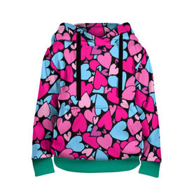 Детская толстовка 3D с принтом Сердца в Ухте, 100% полиэстер | двухслойный капюшон со шнурком для регулировки, мягкие манжеты на рукавах и по низу толстовки, спереди карман-кенгуру с мягким внутренним слоем | любовь | орнамент | сердца