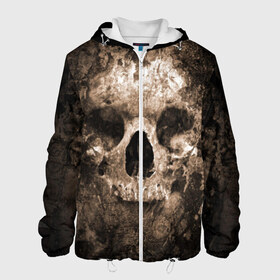 Мужская куртка 3D с принтом Череп в Ухте, ткань верха — 100% полиэстер, подклад — флис | прямой крой, подол и капюшон оформлены резинкой с фиксаторами, два кармана без застежек по бокам, один большой потайной карман на груди. Карман на груди застегивается на липучку | тьма | череп