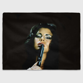 Плед 3D Девушка с пистолетом: в Ухте, 100% полиэстер | закругленные углы, все края обработаны. Ткань не мнется и не растягивается | брюнетка | девушка с пистолетом | красивая | модель