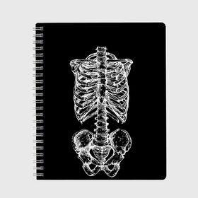 Тетрадь с принтом Скелет в Ухте, 100% бумага | 48 листов, плотность листов — 60 г/м2, плотность картонной обложки — 250 г/м2. Листы скреплены сбоку удобной пружинной спиралью. Уголки страниц и обложки скругленные. Цвет линий — светло-серый
 | скелет