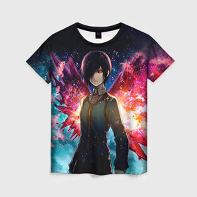 Женская футболка 3D с принтом Токийский Гуль в Ухте, 100% полиэфир ( синтетическое хлопкоподобное полотно) | прямой крой, круглый вырез горловины, длина до линии бедер | anime | ghoul | tokyo | tokyo ghoul | гуль