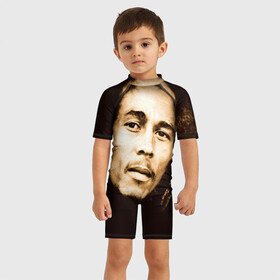 Детский купальный костюм 3D с принтом Боб Марли 3 в Ухте, Полиэстер 85%, Спандекс 15% | застежка на молнии на спине | bob marley | боб марли | музыка | регги