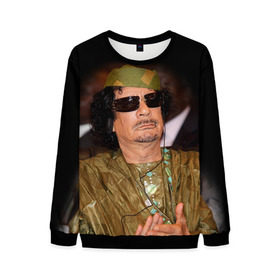 Мужской свитшот 3D с принтом Каддафи 3 в Ухте, 100% полиэстер с мягким внутренним слоем | круглый вырез горловины, мягкая резинка на манжетах и поясе, свободная посадка по фигуре | каддафи | муаммар каддафи | революция