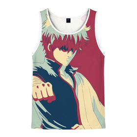 Мужская майка 3D с принтом Gintama: Gintoki в Ухте, 100% полиэстер | круглая горловина, приталенный силуэт, длина до линии бедра. Пройма и горловина окантованы тонкой бейкой | гинтама | гинтоки