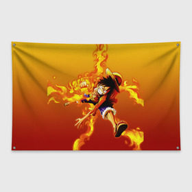 Флаг-баннер Луффи из One Piece: в Ухте, 100% полиэстер | размер 67 х 109 см, плотность ткани — 95 г/м2; по краям флага есть четыре люверса для крепления | fire | luffi | огонь