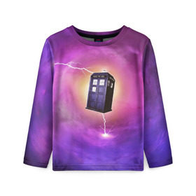 Детский лонгслив 3D с принтом TIME VORTEX в Ухте, 100% полиэстер | длинные рукава, круглый вырез горловины, полуприлегающий силуэт
 | doctor who | tardis | временной поток | доктор кто | тардис