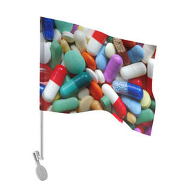 Флаг для автомобиля с принтом Pills в Ухте, 100% полиэстер | Размер: 30*21 см | пилюли | флу