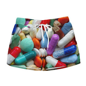 Женские шорты 3D с принтом Pills в Ухте, 100% полиэстер | прямой крой, два кармана без застежек по бокам. Мягкая трикотажная резинка на поясе, внутри которой широкие завязки. Длина до середины бедра | пилюли | флу