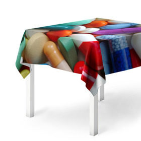 Скатерть 3D с принтом Pills в Ухте, 100% полиэстер (ткань не мнется и не растягивается) | Размер: 150*150 см | пилюли | флу