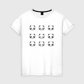 Женская футболка хлопок с принтом Пандочки в Ухте, 100% хлопок | прямой крой, круглый вырез горловины, длина до линии бедер, слегка спущенное плечо | 