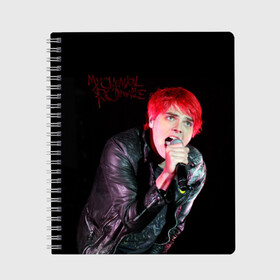 Тетрадь с принтом Уэй Джерард в Ухте, 100% бумага | 48 листов, плотность листов — 60 г/м2, плотность картонной обложки — 250 г/м2. Листы скреплены сбоку удобной пружинной спиралью. Уголки страниц и обложки скругленные. Цвет линий — светло-серый
 | gerard | my chemical romance | way | джерард уэй