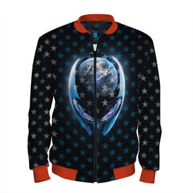 Мужской бомбер 3D с принтом Alien в Ухте, 100% полиэстер | застегивается на молнию, по бокам два кармана без застежек, по низу бомбера и на воротнике - эластичная резинка | alien | гуманоид | звезды | инопланетянин | космос