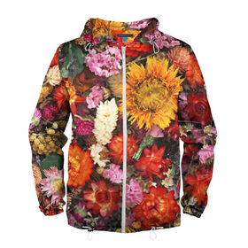 Мужская ветровка 3D с принтом Цветы в Ухте, 100% полиэстер | подол и капюшон оформлены резинкой с фиксаторами, два кармана без застежек по бокам, один потайной карман на груди | лето | луг | лужайка | природа | фон | цветы