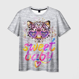 Мужская футболка 3D с принтом sweet cat в Ухте, 100% полиэфир | прямой крой, круглый вырез горловины, длина до линии бедер | baby | cat | ketty | sweet | девушке | киска | кошка | сладкая | тигрица