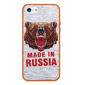 Чехол для iPhone 5/5S матовый с принтом made in Russia в Ухте, Силикон | Область печати: задняя сторона чехла, без боковых панелей | bear | made | made in russia | russia | злой | медведь | пасть | русский | я | я русский
