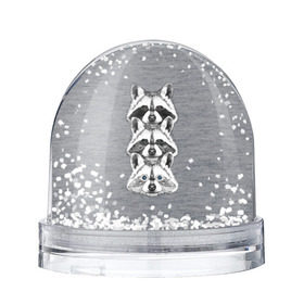 Снежный шар Еноты: в Ухте, Пластик | Изображение внутри шара печатается на глянцевой фотобумаге с двух сторон | енот