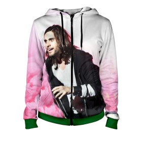 Женская толстовка 3D на молнии с принтом Лето в Ухте, 100% полиэстер | длина до линии бедра, манжеты и пояс оформлены мягкой тканевой резинкой, двухслойный капюшон со шнурком для регулировки, спереди молния, по бокам два кармана | 30 seconds to mars | 30 секунд до марса | dreams | faith | hurricane | jared leto | love | lust | this is war | джаред лето | любовь | марс | мечты | страсть | судьба | ураган