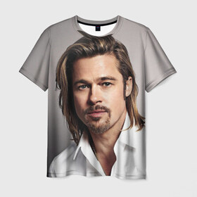 Мужская футболка 3D с принтом Брэд Питт в Ухте, 100% полиэфир | прямой крой, круглый вырез горловины, длина до линии бедер | william bradley pitt | американский актёр | брэд питт | продюсер