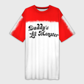 Платье-футболка 3D с принтом Daddys lil monster в Ухте,  |  | harley | quinn |  арлекин | квин | квинн | комиксы | отряд | харли | харликвин