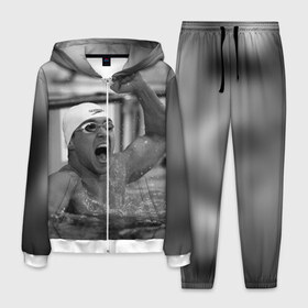 Мужской костюм 3D с принтом Пловец в Ухте, 100% полиэстер | Манжеты и пояс оформлены тканевой резинкой, двухслойный капюшон со шнурком для регулировки, карманы спереди | плавание | спорт