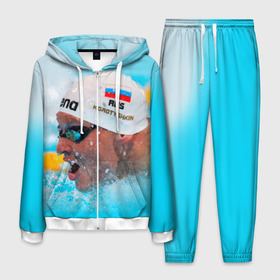 Мужской костюм 3D с принтом Пловец в Ухте, 100% полиэстер | Манжеты и пояс оформлены тканевой резинкой, двухслойный капюшон со шнурком для регулировки, карманы спереди | плавание | спорт