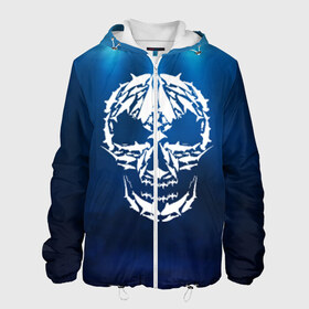 Мужская куртка 3D с принтом Череп в Ухте, ткань верха — 100% полиэстер, подклад — флис | прямой крой, подол и капюшон оформлены резинкой с фиксаторами, два кармана без застежек по бокам, один большой потайной карман на груди. Карман на груди застегивается на липучку | 