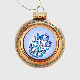 Стеклянный ёлочный шар с принтом Бабочки в Ухте, Стекло | Диаметр: 80 мм | 8 марта | бабочки | девушкам | подарок