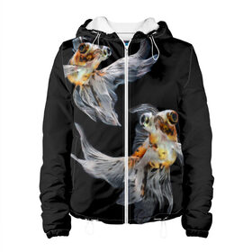 Женская куртка 3D Бойцовая рыбка: в Ухте, ткань верха — 100% полиэстер, подклад — флис | прямой крой, подол и капюшон оформлены резинкой с фиксаторами, два кармана без застежек по бокам, один большой потайной карман на груди. Карман на груди застегивается на липучку | аквариумная | бойцовая | красивый | плавники | рыба | рыбка | хвост | япаонская