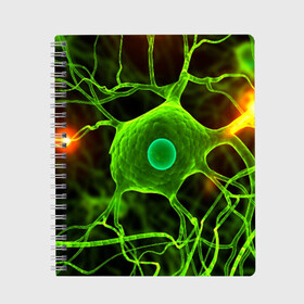 Тетрадь с принтом Нейрон в Ухте, 100% бумага | 48 листов, плотность листов — 60 г/м2, плотность картонной обложки — 250 г/м2. Листы скреплены сбоку удобной пружинной спиралью. Уголки страниц и обложки скругленные. Цвет линий — светло-серый
 | клетка