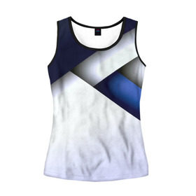 Женская майка 3D с принтом Geometria в Ухте, 100% полиэстер | круглая горловина, прямой силуэт, длина до линии бедра | blue | geometrical | геометрия | кубики | линии | текстуры