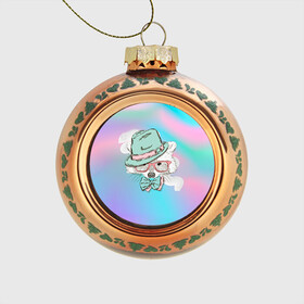 Стеклянный ёлочный шар Енот в шляпе: в Ухте, Стекло | Диаметр: 80 мм | енот