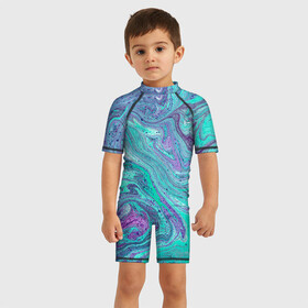 Детский купальный костюм 3D с принтом Смесь красок в Ухте, Полиэстер 85%, Спандекс 15% | застежка на молнии на спине | Тематика изображения на принте: абстракция | краска | масло | творчество | цвет