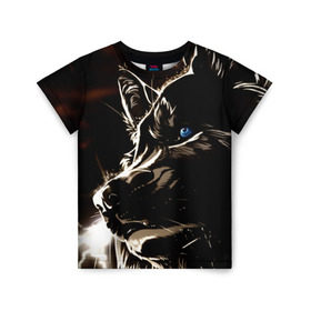 Детская футболка 3D с принтом Anime Wolf в Ухте, 100% гипоаллергенный полиэфир | прямой крой, круглый вырез горловины, длина до линии бедер, чуть спущенное плечо, ткань немного тянется | Тематика изображения на принте: wolf | аниме | волк