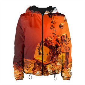 Женская куртка 3D с принтом Кола 1 в Ухте, ткань верха — 100% полиэстер, подклад — флис | прямой крой, подол и капюшон оформлены резинкой с фиксаторами, два кармана без застежек по бокам, один большой потайной карман на груди. Карман на груди застегивается на липучку | cocacola | cola | pepsi | кола | лёд | напиток | пепси | пузыри