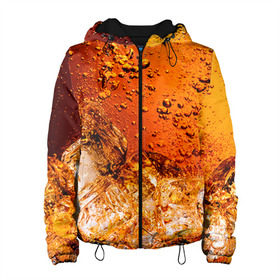 Женская куртка 3D с принтом Кола 3 в Ухте, ткань верха — 100% полиэстер, подклад — флис | прямой крой, подол и капюшон оформлены резинкой с фиксаторами, два кармана без застежек по бокам, один большой потайной карман на груди. Карман на груди застегивается на липучку | cocacola | cola | pepsi | кола | лёд | напиток | пепси | пузыри