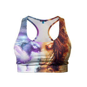 Женский спортивный топ 3D с принтом Две стихии в Ухте, 82% полиэстер, 18% спандекс Ткань безопасна для здоровья, позволяет коже дышать, не мнется и не растягивается |  | 