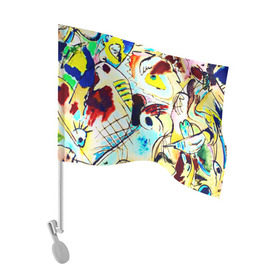Флаг для автомобиля с принтом Ample в Ухте, 100% полиэстер | Размер: 30*21 см | new | живопись | кандинский | краска | прикольные | рисунок