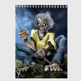 Скетчбук с принтом FISHING в Ухте, 100% бумага
 | 48 листов, плотность листов — 100 г/м2, плотность картонной обложки — 250 г/м2. Листы скреплены сверху удобной пружинной спиралью | iron maiden | rock | рок | череп