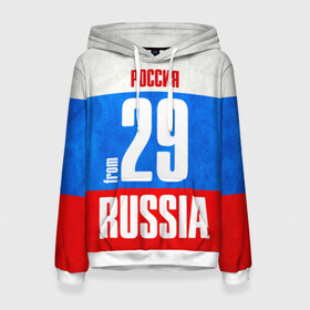 Женская толстовка 3D Russia (from 29): в Ухте, 100% полиэстер  | двухслойный капюшон со шнурком для регулировки, мягкие манжеты на рукавах и по низу толстовки, спереди карман-кенгуру с мягким внутренним слоем. | 29 | im from | russia | архангельск | архангельская область | регионы | родина | россия | триколор | флаг россии